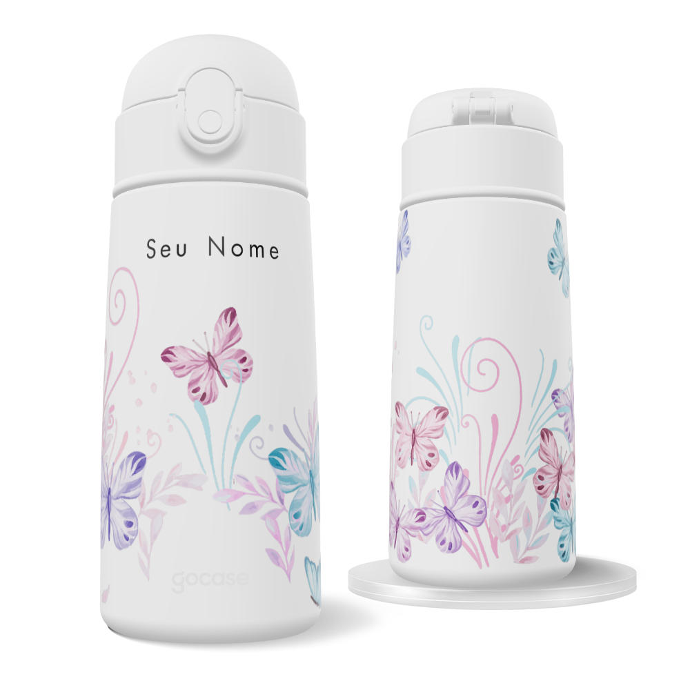 Garrafa Térmica Fun + Ebook - Borboletas com Aquarela