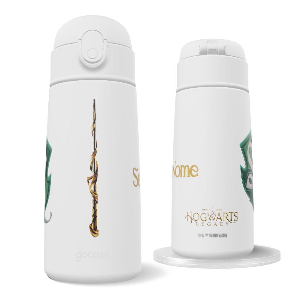 Garrafa Térmica Fun + Ebook - Casas de Hogwarts Varinha