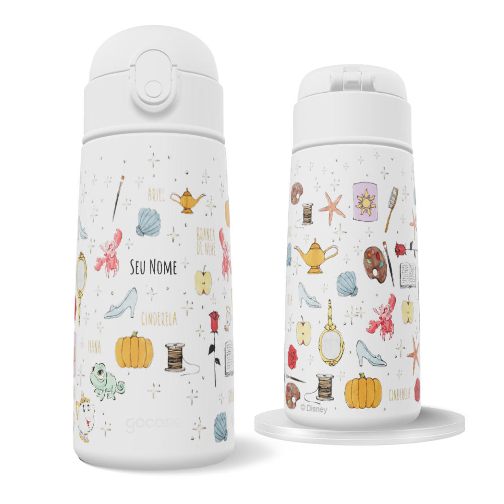 Garrafa Térmica Fun + Ebook - Princesas - Pattern Princess Elements