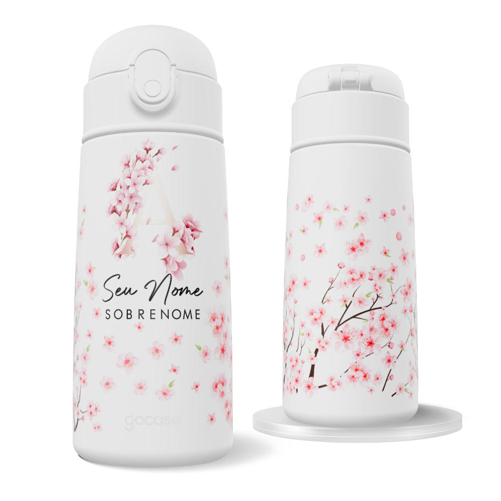 Garrafa Térmica Fun + Ebook - Inicial Cherry Blossom