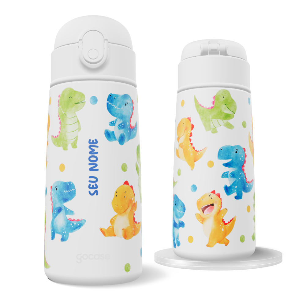 Garrafa Térmica Fun + Ebook - Dinossaurinhos