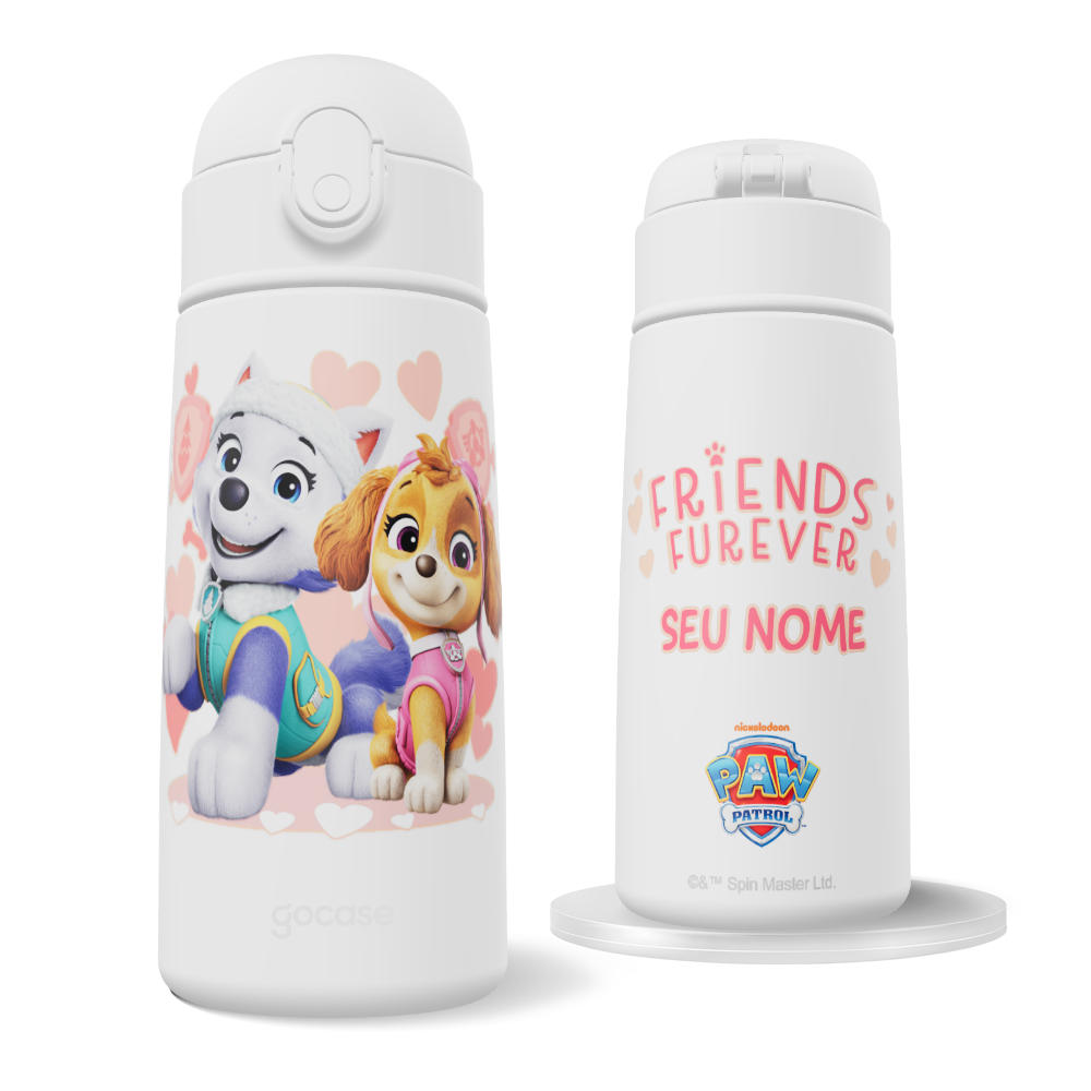 Garrafa Térmica Fun + Ebook -  Patrulha Canina - Skye e Everest - Amigas para Sempre