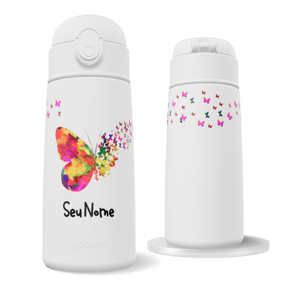 Garrafa Térmica Fun + Ebook - Borboletas Flutuantes