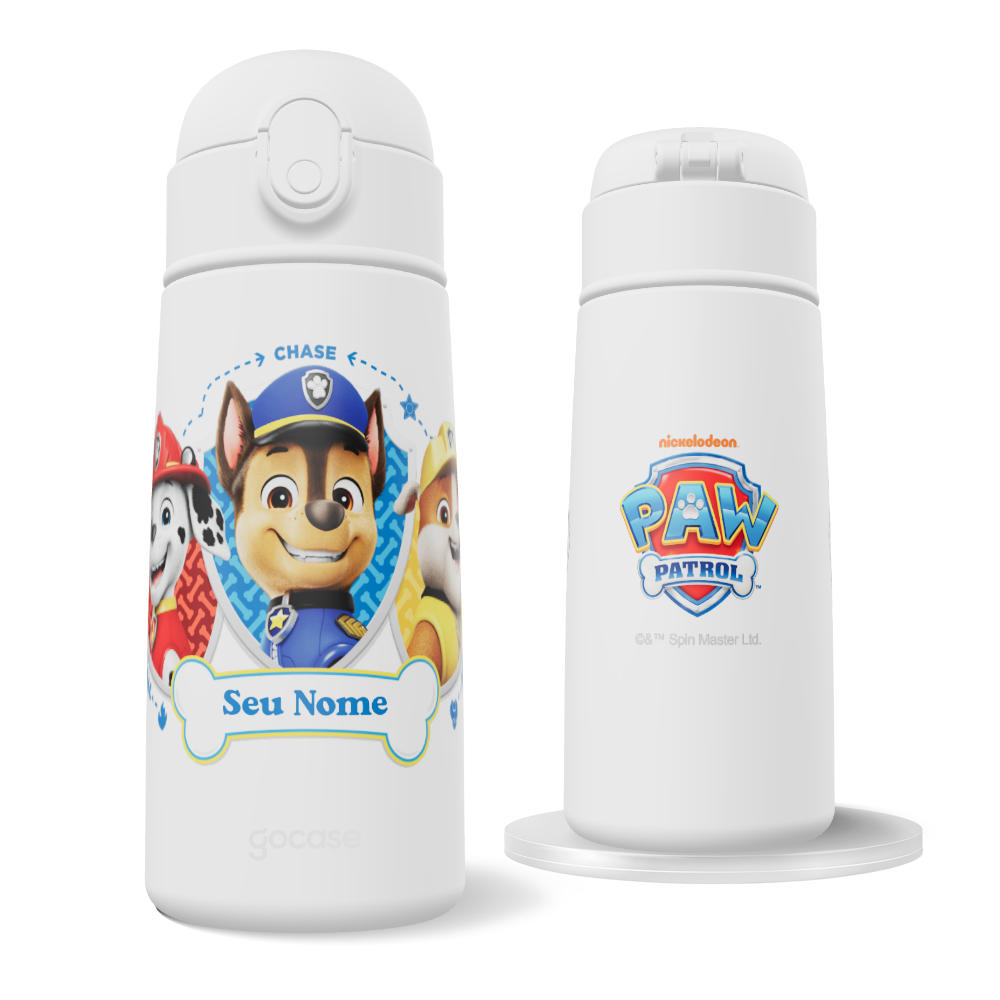 Garrafa Térmica Fun + Ebook -  Patrulha Canina - Distintivos da Patrulha