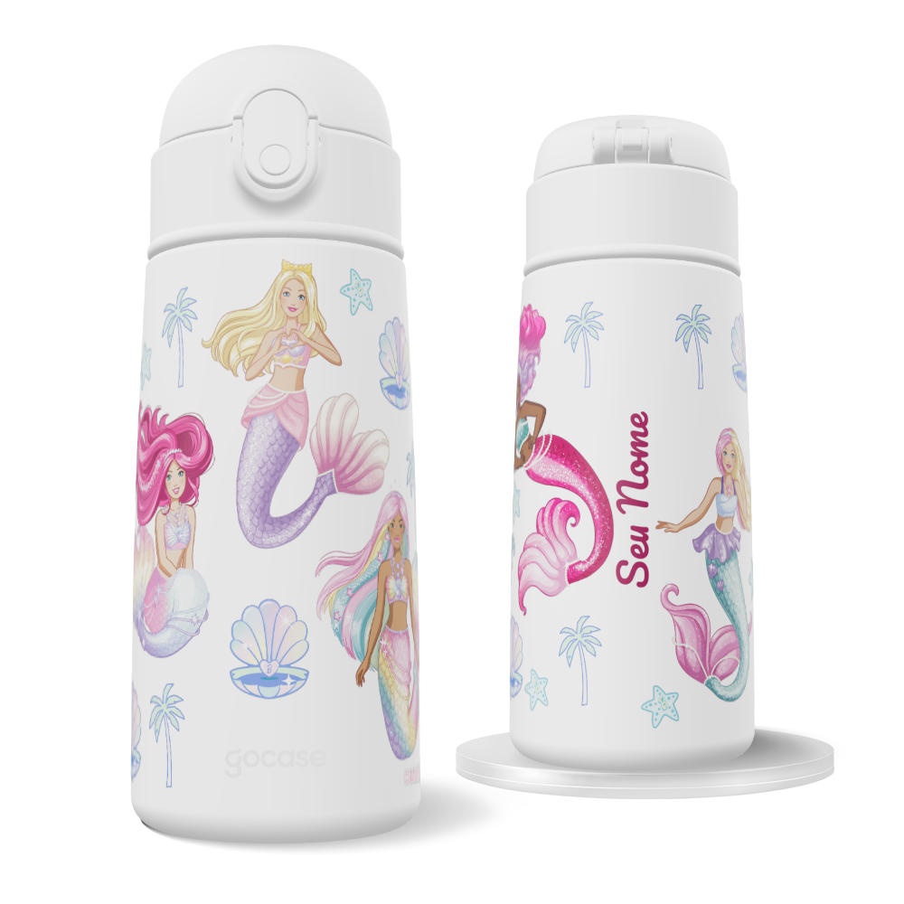Garrafa Térmica Fun + Ebook -  Barbie - Amigas Sereias