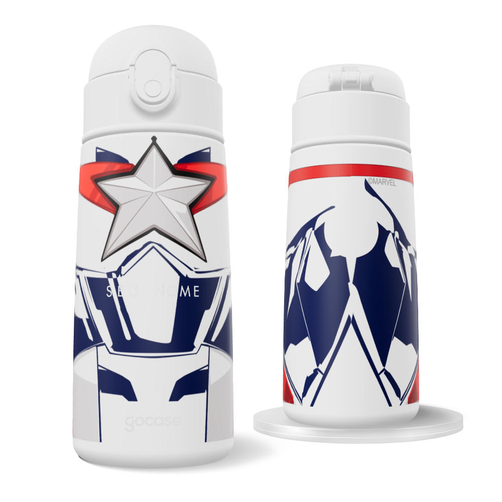 Garrafa Térmica Fun + Ebook - Marvel - Capitão América Style