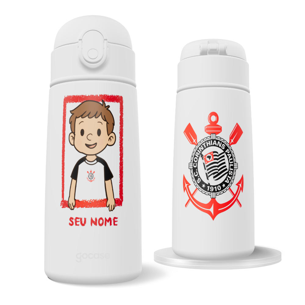 Garrafa Térmica Fun + Ebook -  Cortinthians - Molequinho Corinthiano