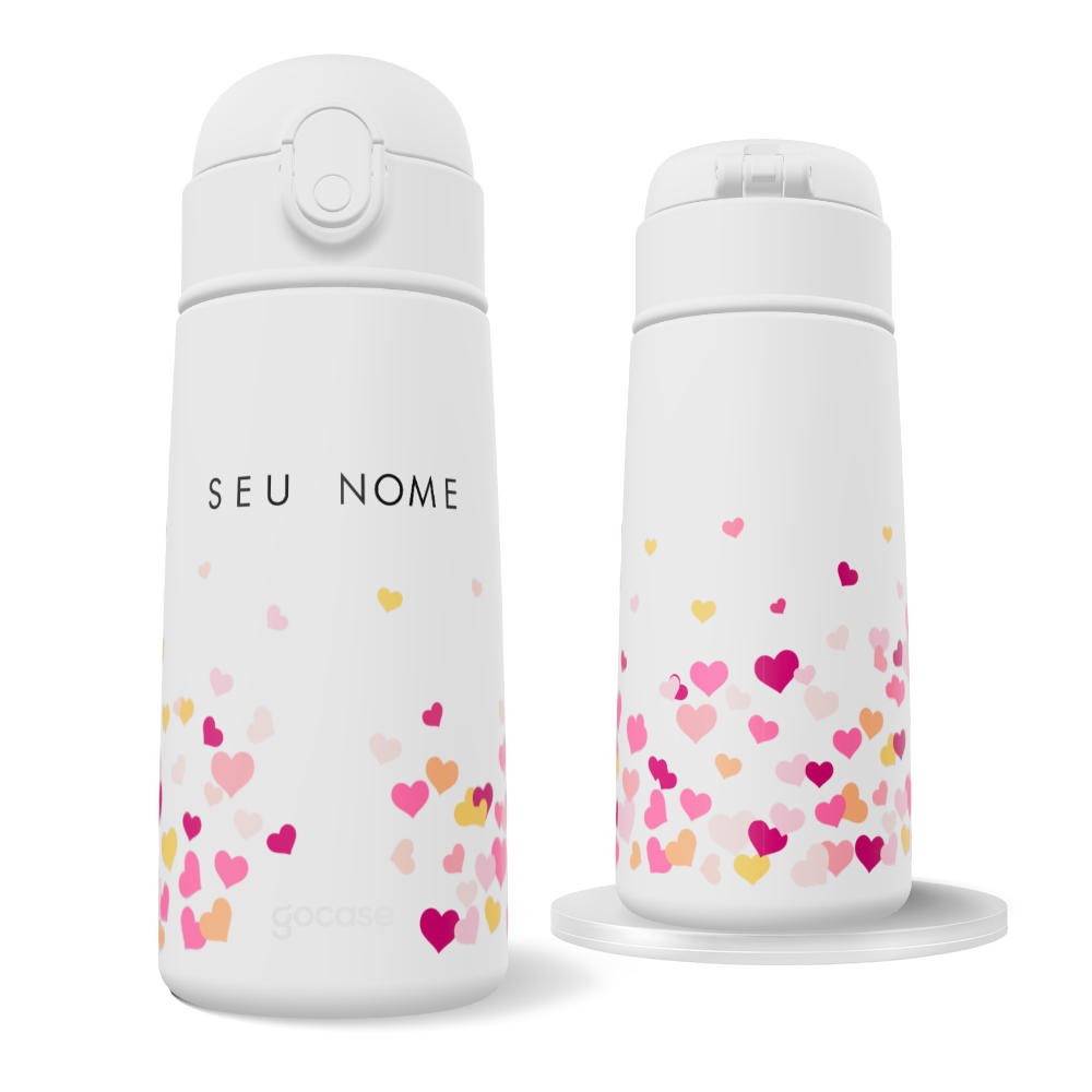 Garrafa Térmica Fun + Ebook - Corações Flutuantes