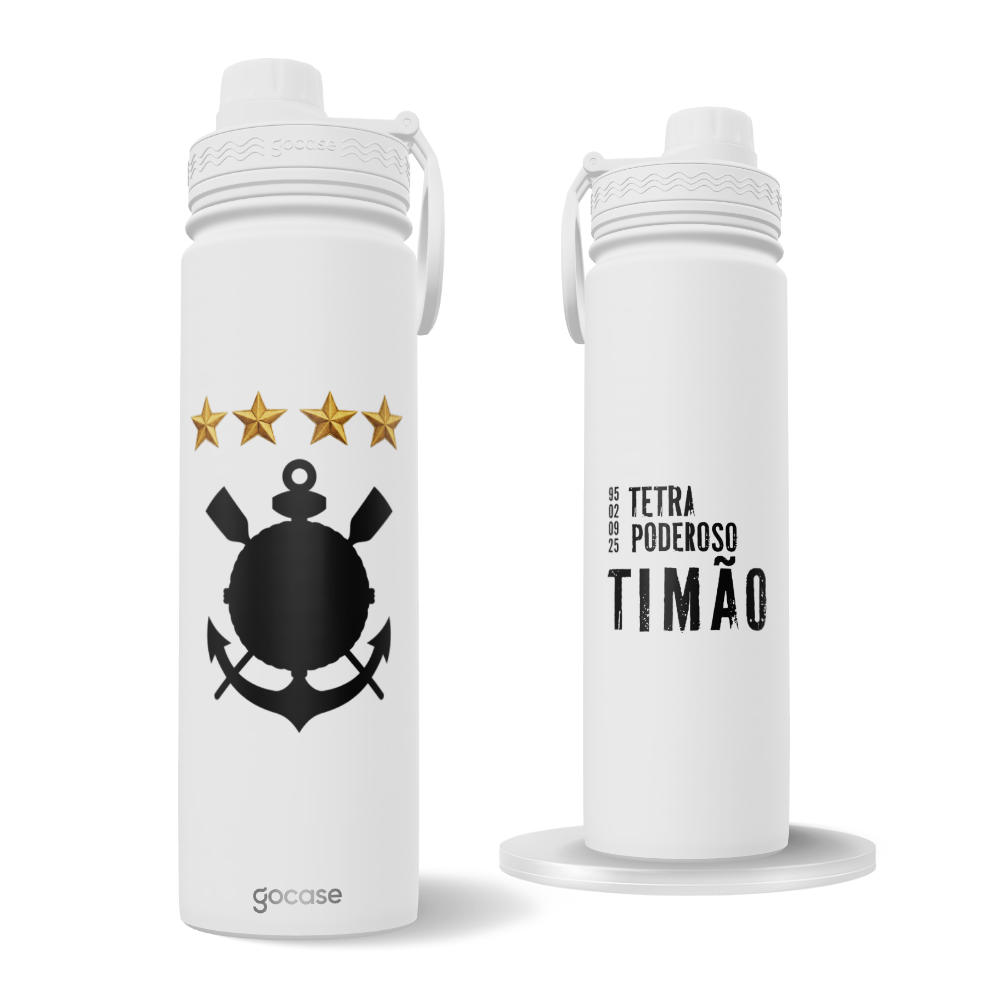 Garrafa Térmica Fresh + Ebook - Corinthians - Tetra Poderoso Timão