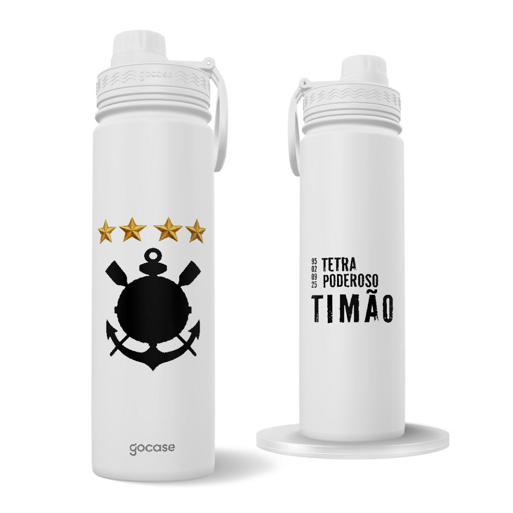 Garrafa Térmica Fresh + Ebook - Corinthians - Tetra Poderoso Timão