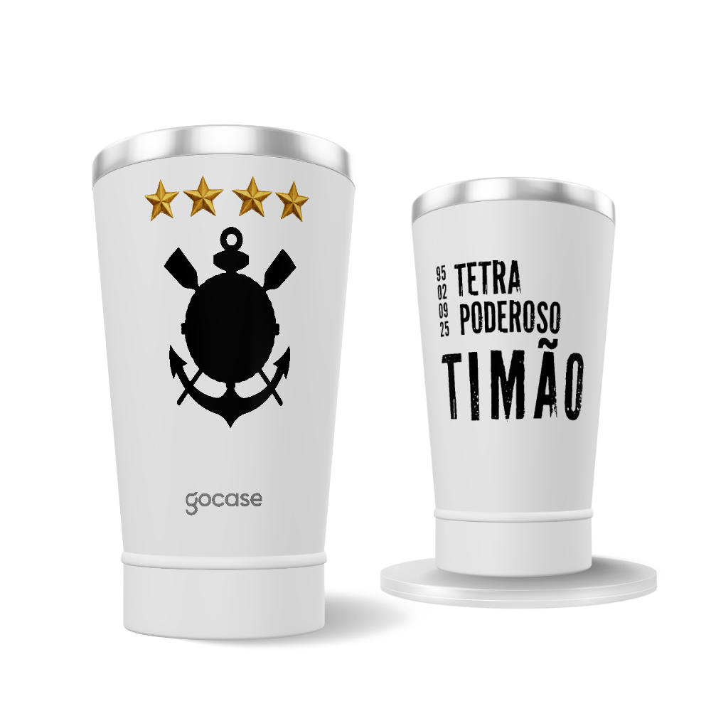 Copo Térmico Cerveja + Ebook - Corinthians - Tetra Poderoso Timão