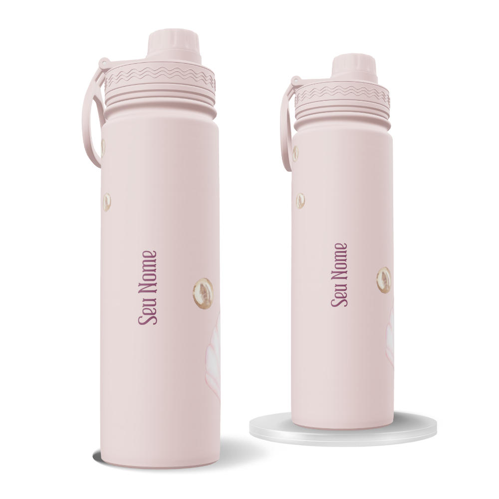 Garrafa Térmica Fresh + Ebook - Conchas Rosa Suave