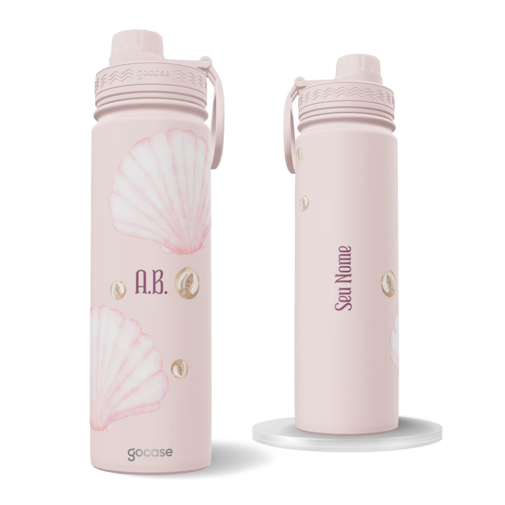 Garrafa Térmica Fresh + Ebook - Conchas Rosa Suave