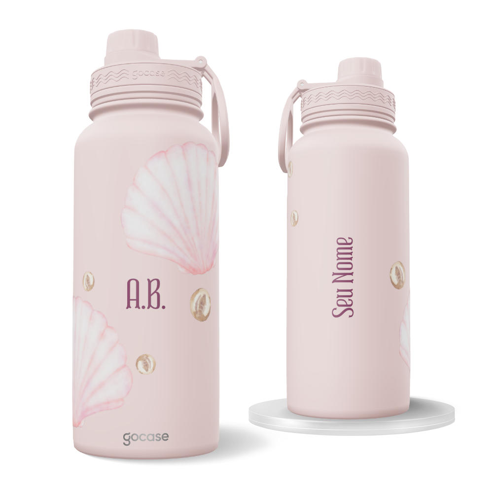 Garrafa Térmica Fresh + Ebook - Conchas Rosa Suave