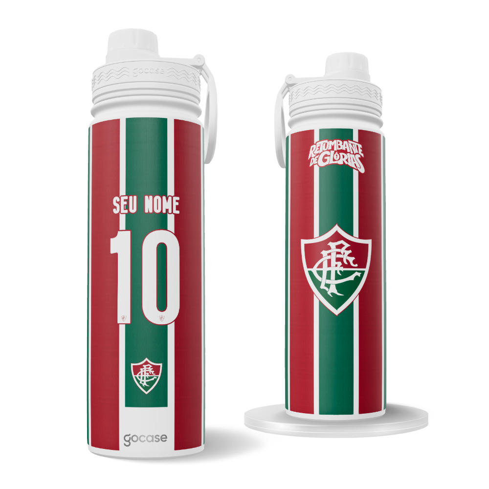 Garrafa Térmica Fresh + Ebook - Fluminense - Uniforme 1 2026 Personalizado