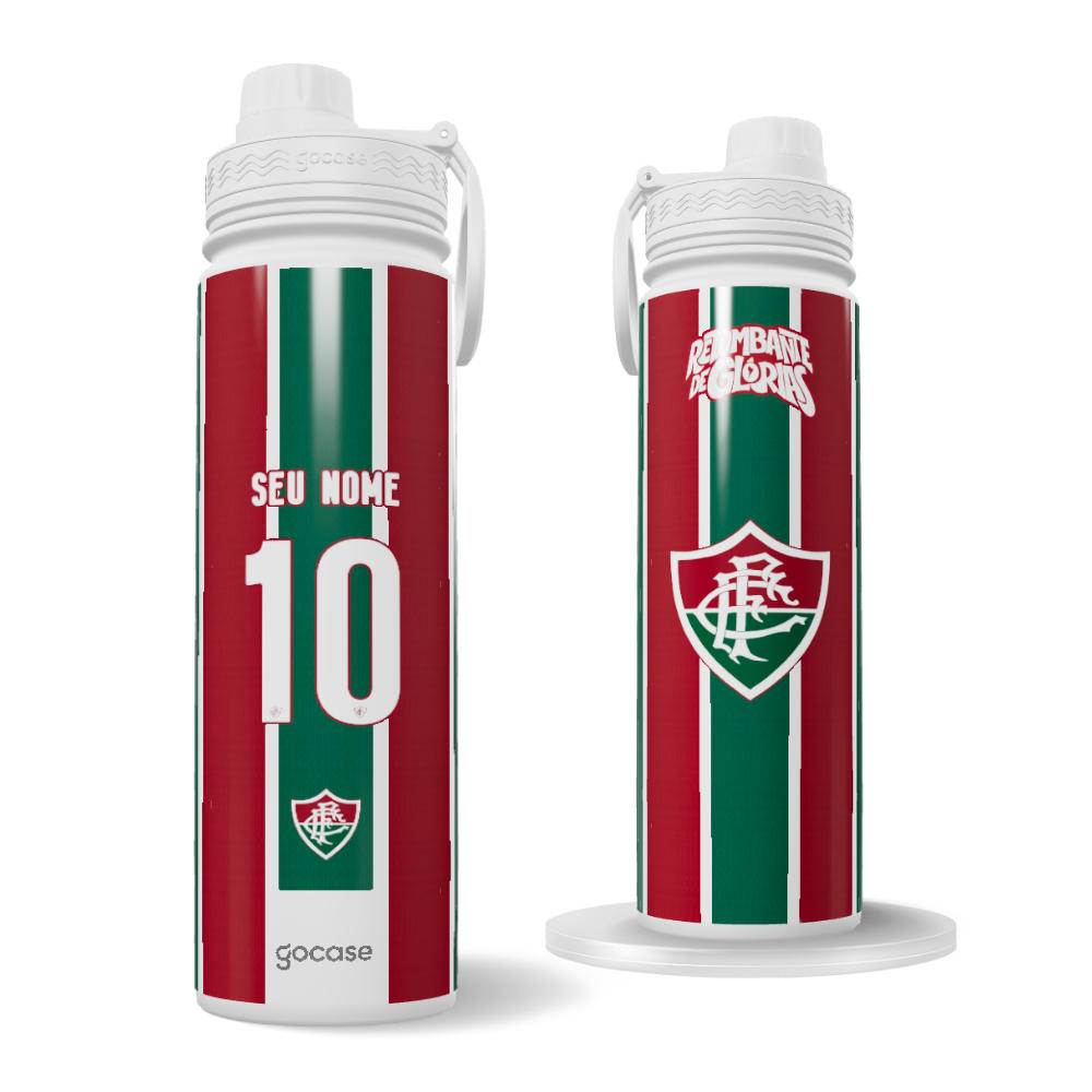 Garrafa Térmica Fresh + Ebook - Fluminense - Uniforme 1 2026 Personalizado