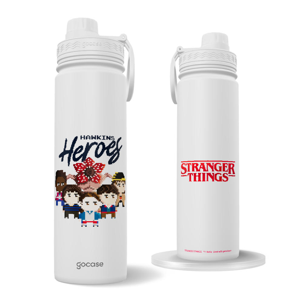 Garrafa Térmica Fresh + Ebook - Stranger Things - Heroes Pixel