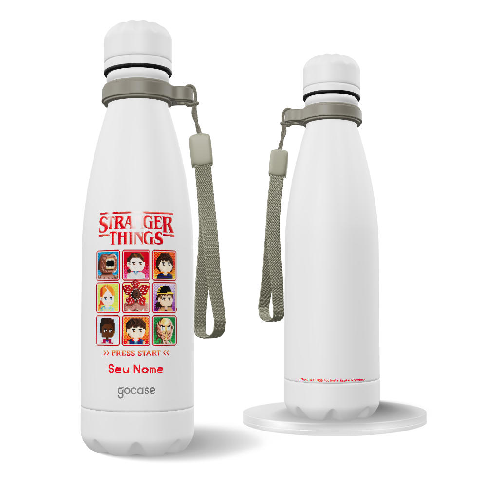 Garrafa Térmica Urban + Ebook - Stranger Things - Pixel Art Game