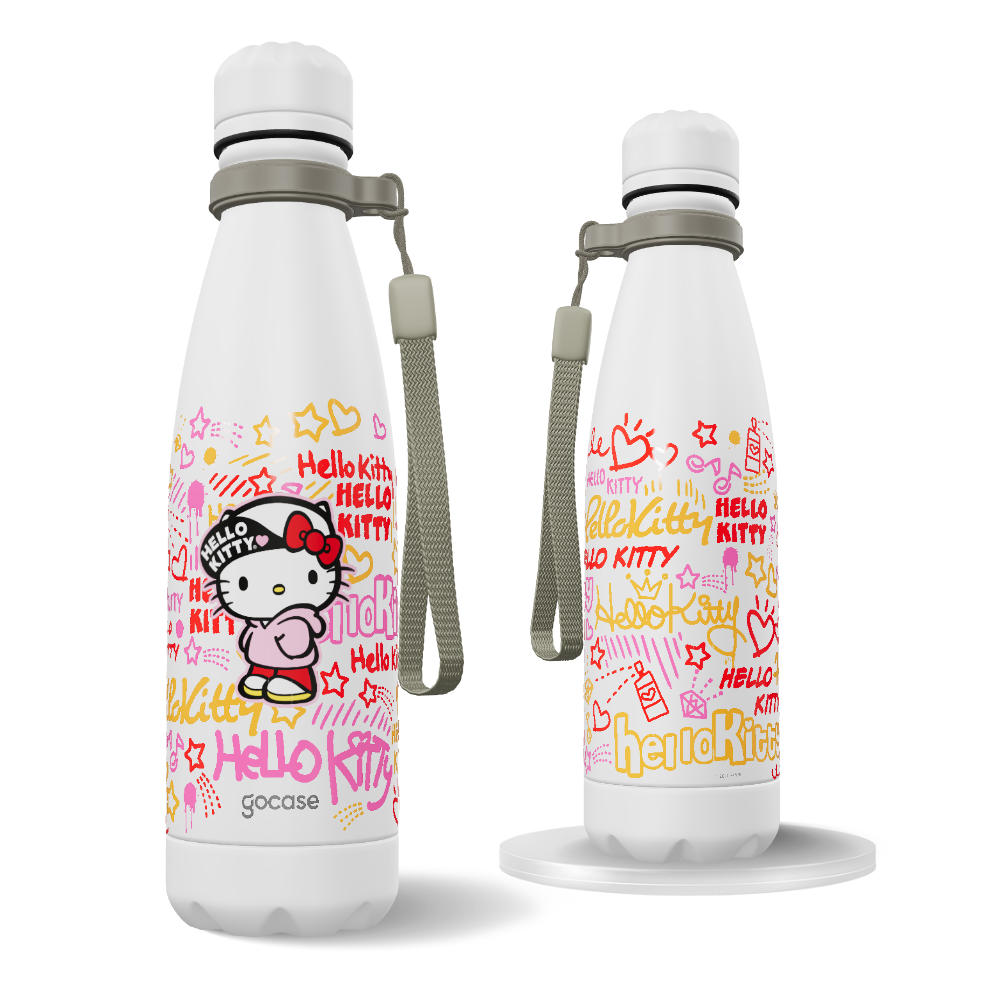 Garrafa Térmica Urban + Ebook - Hello Kitty - Grafite