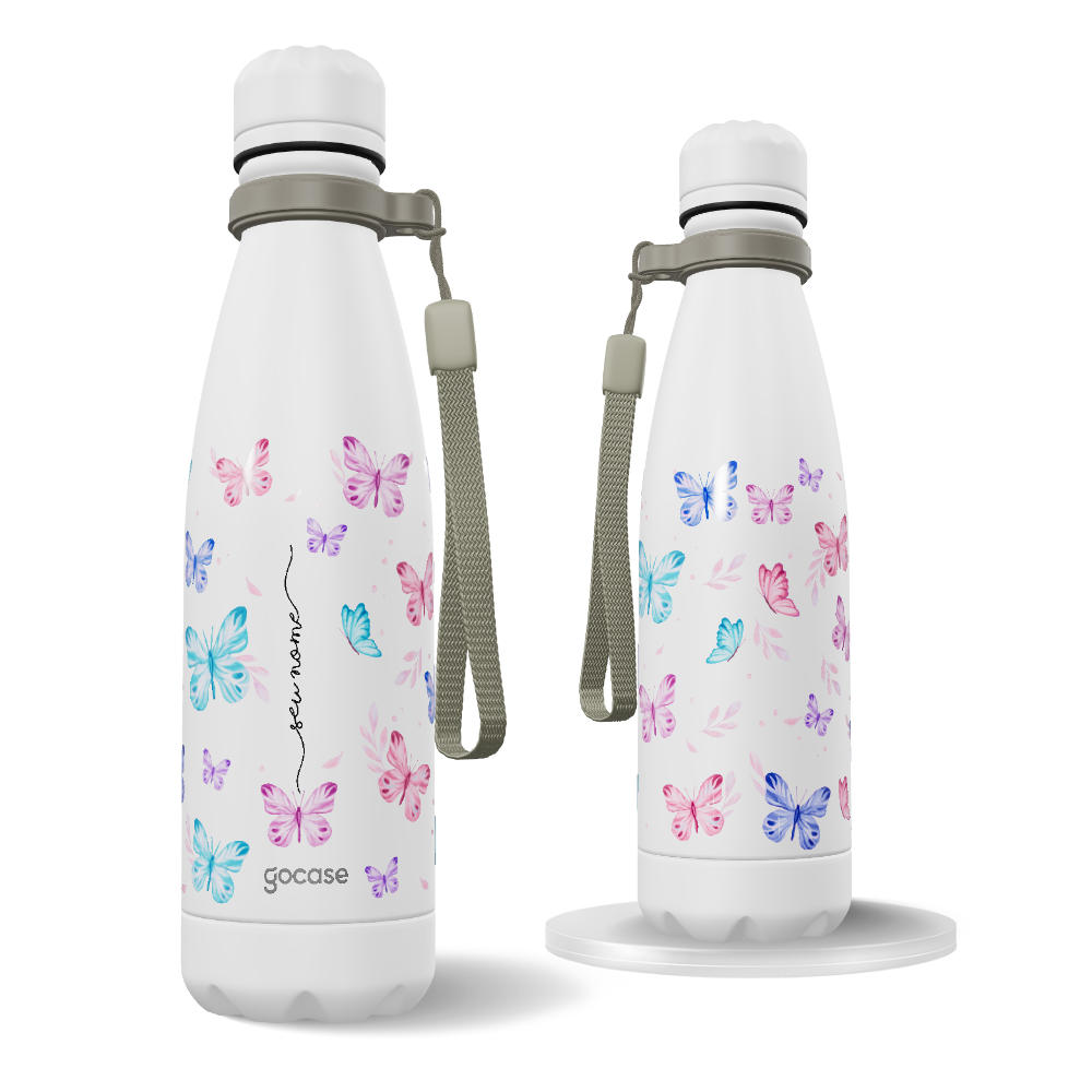 Garrafa Térmica Urban - Borboletas com Aquarela - Pattern