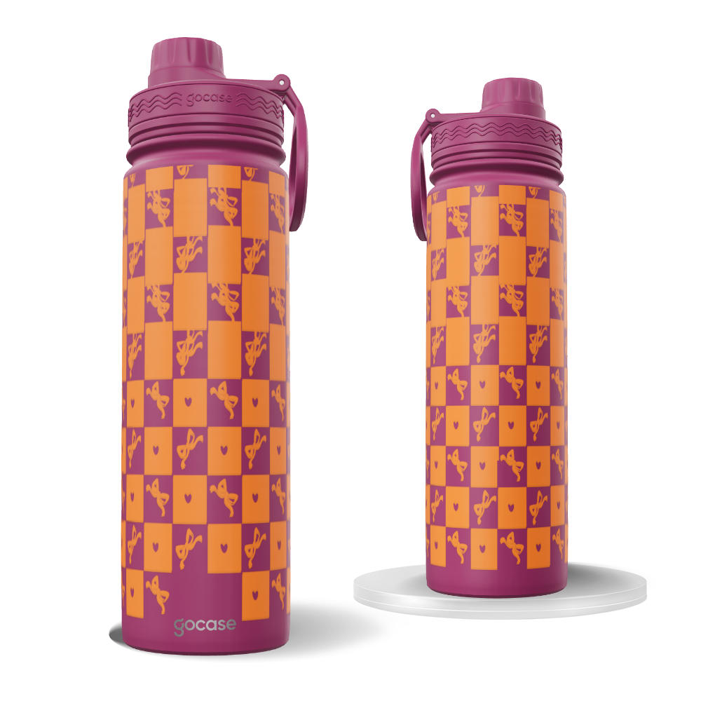 Garrafa Térmica Fresh + Ebook - Laços Vichy Laranja