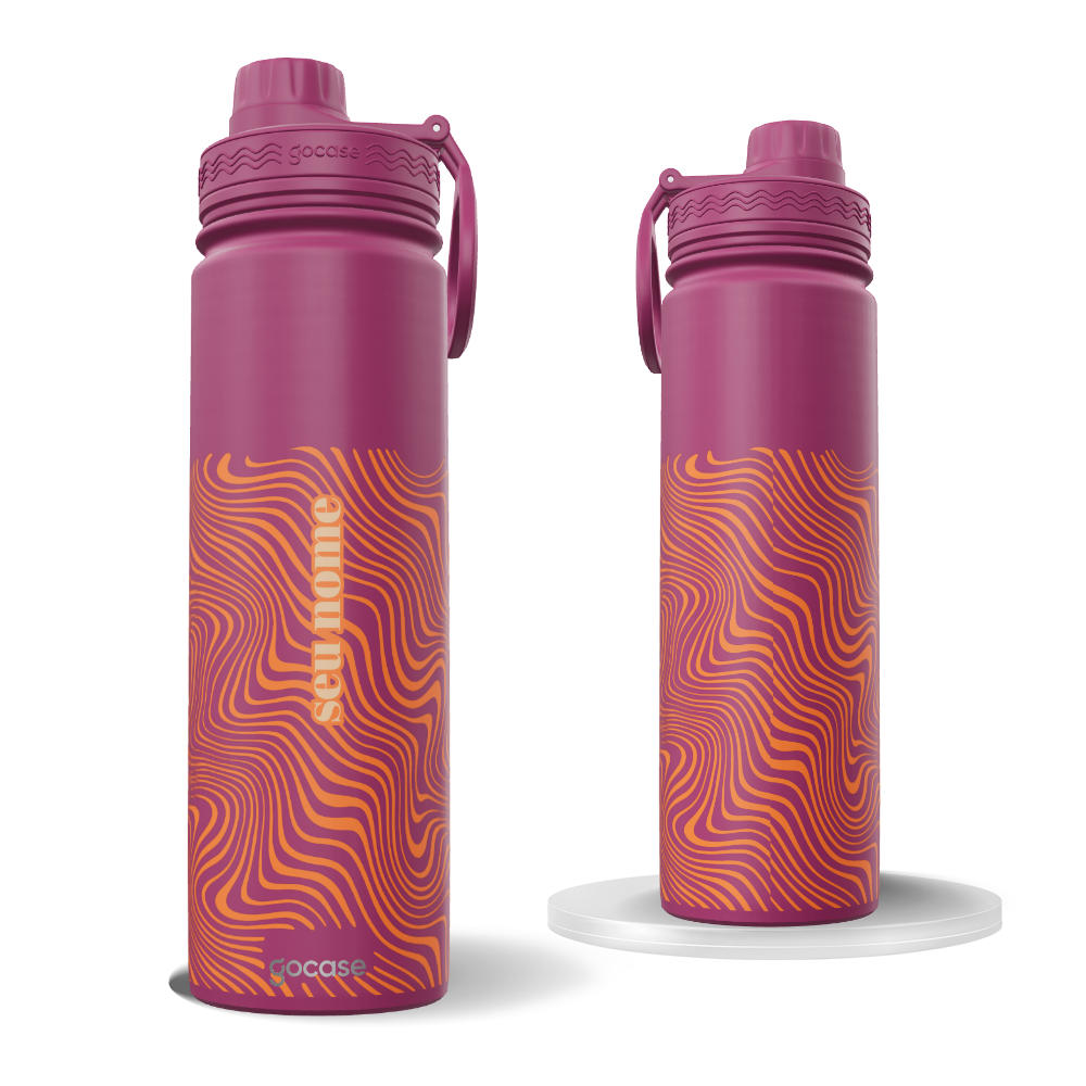 Garrafa Térmica Fresh + Ebook - Psychedelic Waves - Laranja