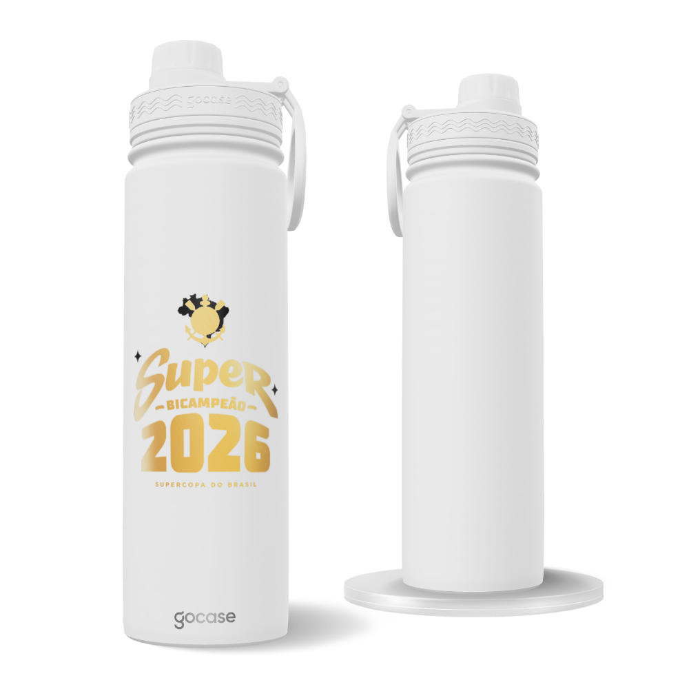 Garrafa Térmica Fresh - Corinthians - Super Bicampeão Gold