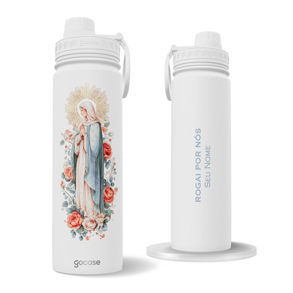 Garrafa Térmica Fresh + Ebook - Mãe Maria - Rogai por Nós