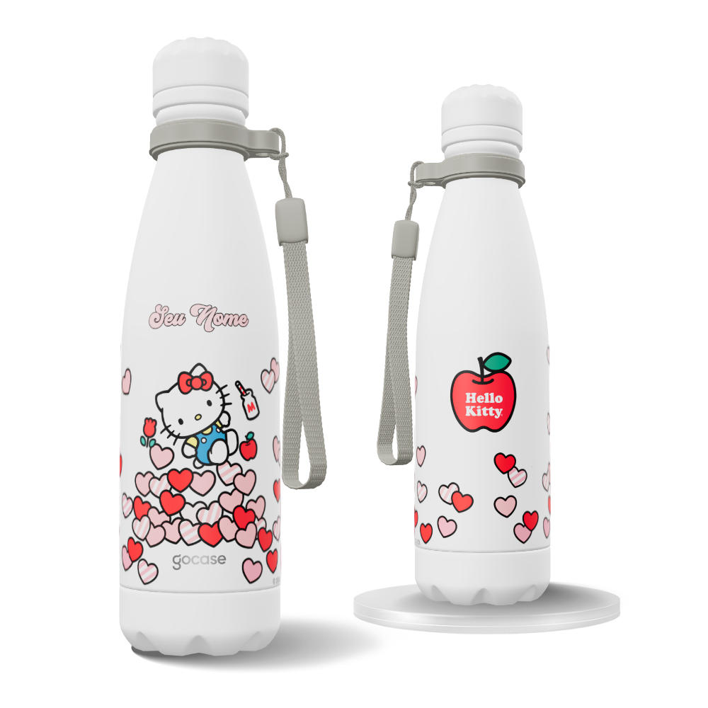 Garrafa Térmica Urban + Ebook - Hello Kitty - Corações Flutuantes