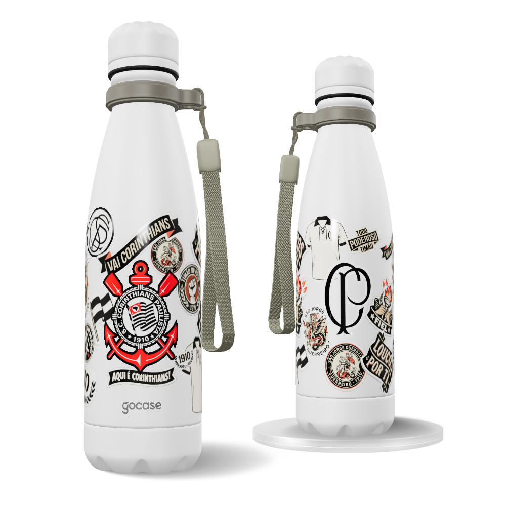 Garrafa Térmica Urban + Ebook - Corinthians - Vintage Stickers