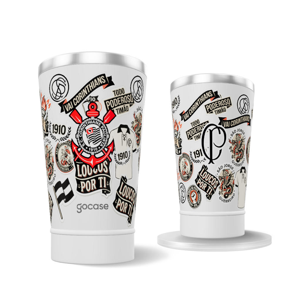 Copo Térmico Cerveja + Ebook - Corinthians - Vintage Stickers