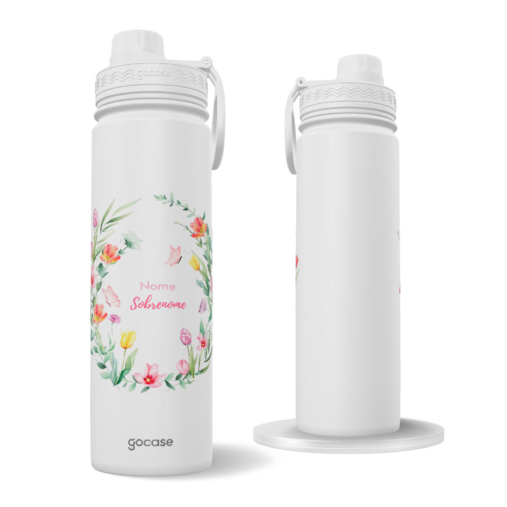 Garrafa Térmica Fresh + Ebook - Jardim de Tulipas