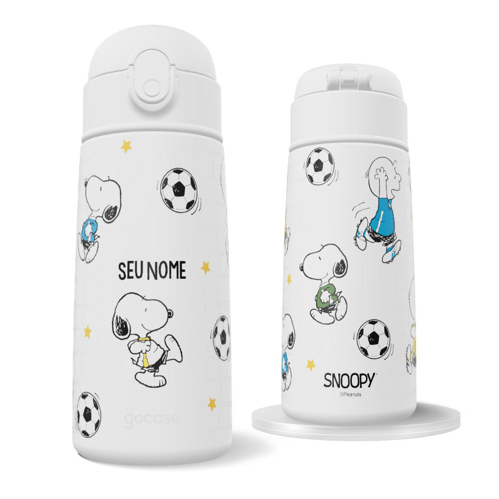 Garrafa Térmica Fun + Ebook - Snoopy - Bola na Rede