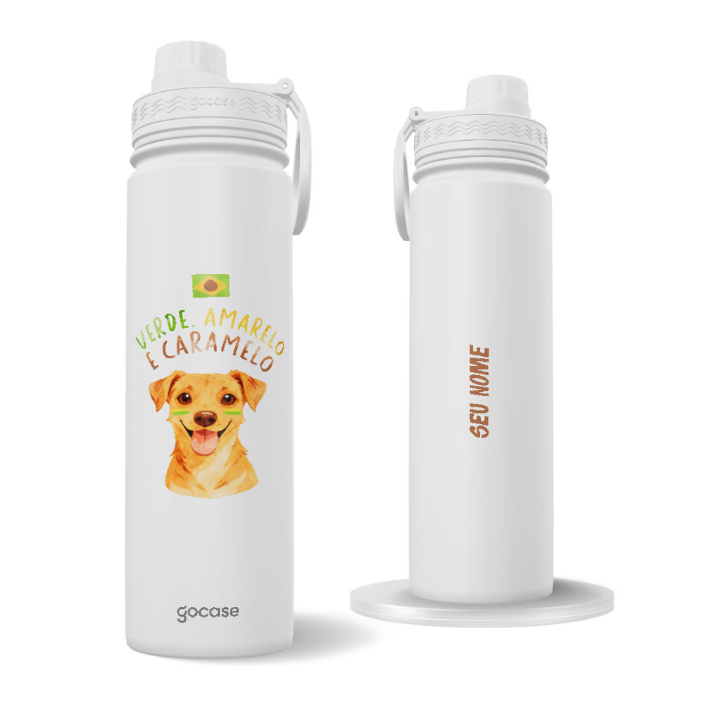 Garrafa Térmica Fresh + Ebook - Verde Amarelo e Caramelo
