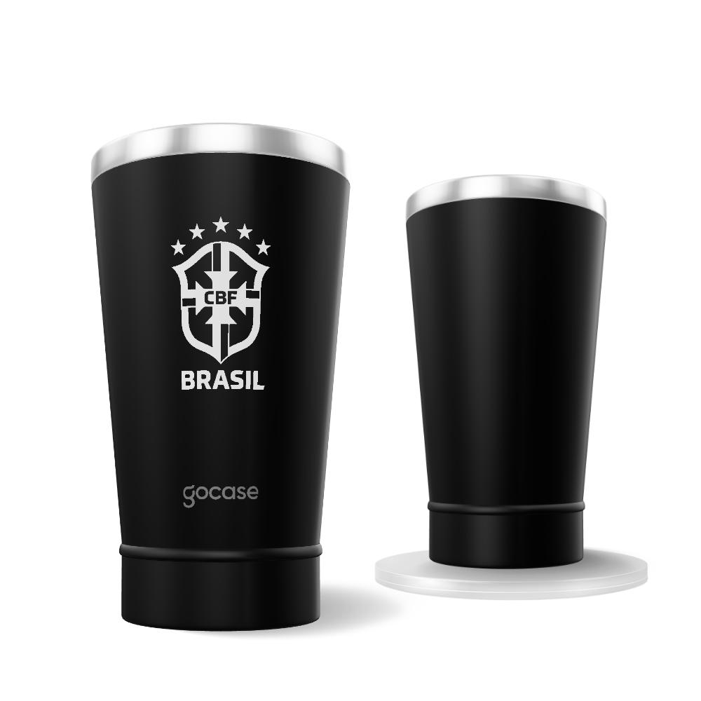 Copo Térmico Cerveja + Ebook - CBF - Escudo Branco