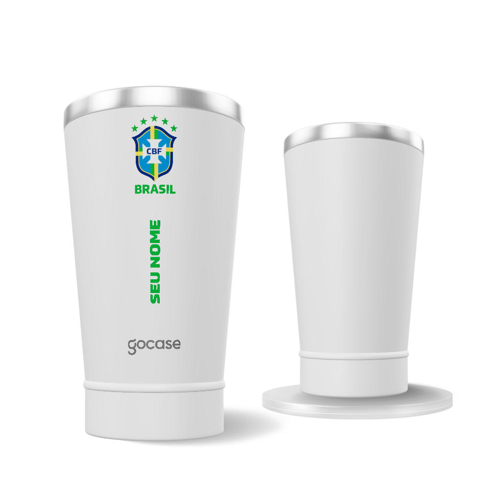 Copo Térmico Cerveja + Ebook - CBF - Escudo Minimalista