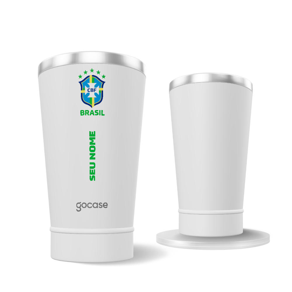 Copo Térmico Cerveja + Ebook - CBF - Escudo Minimalista
