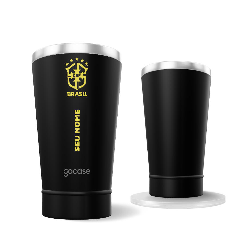 Copo Térmico Cerveja  - CBF - Escudo Minimalista Amarelo