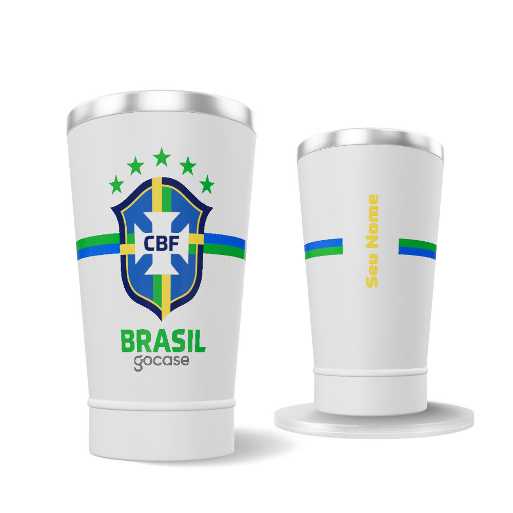 Copo Térmico Cerveja + Ebook - CBF -  Escudo Listras Centrais