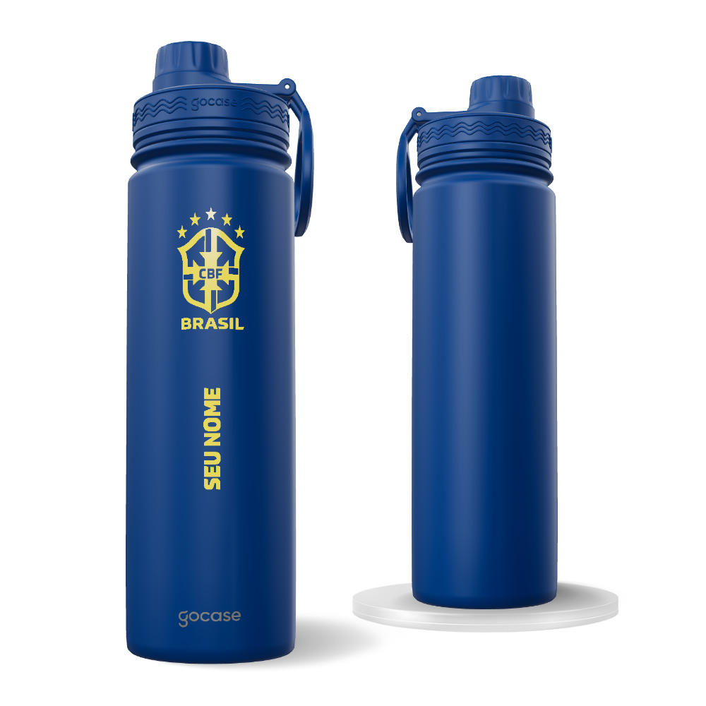 Garrafa Térmica Fresh - CBF - Escudo Minimalista Amarelo