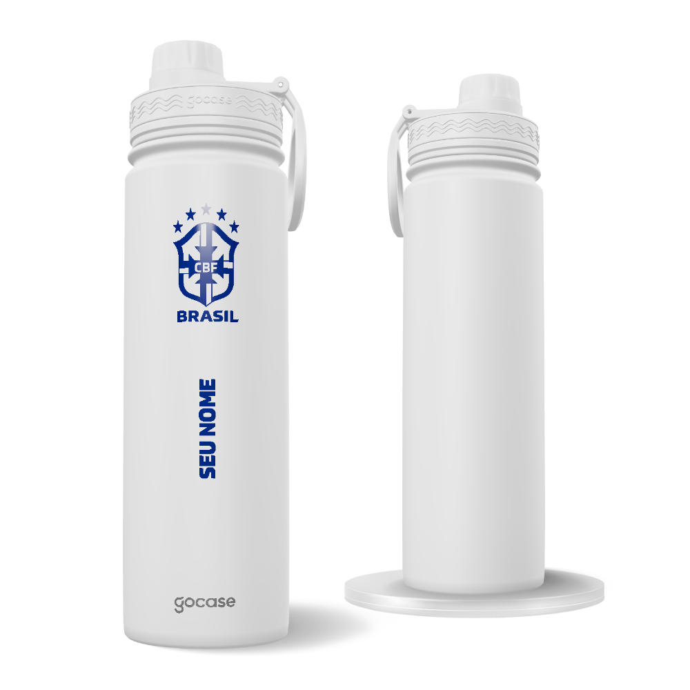 Garrafa Térmica Fresh + Ebook - CBF - Escudo Minimalista Azul