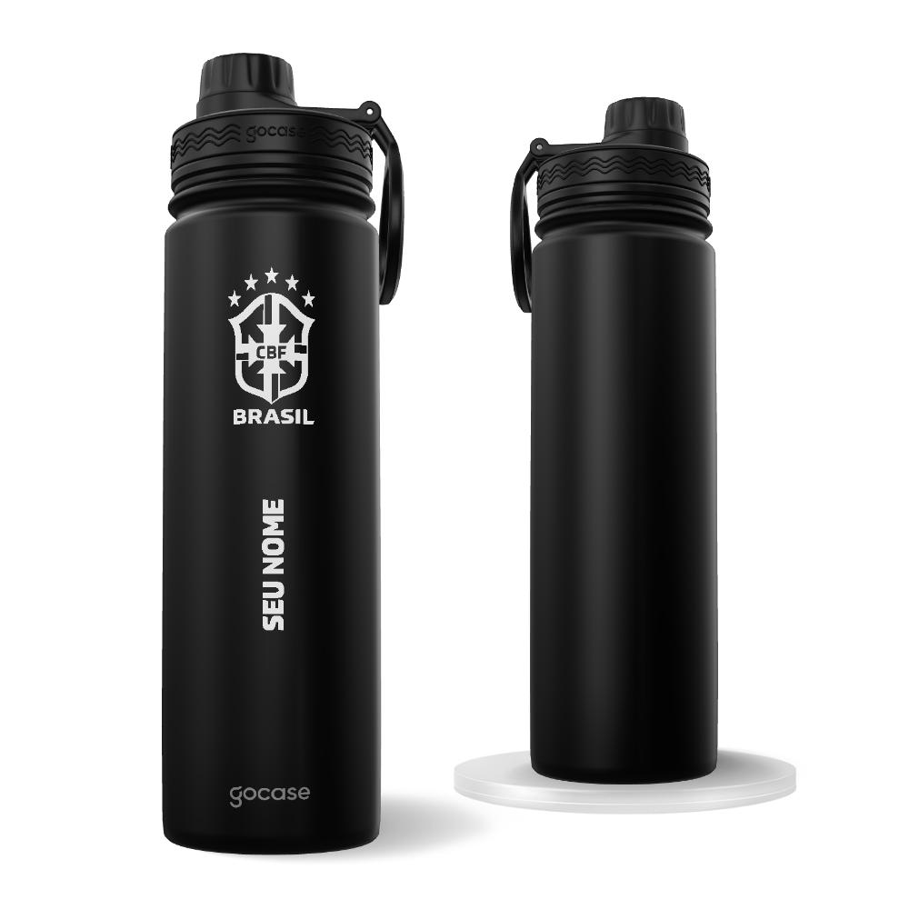 Garrafa Térmica Fresh - CBF - Escudo Minimalista Branco