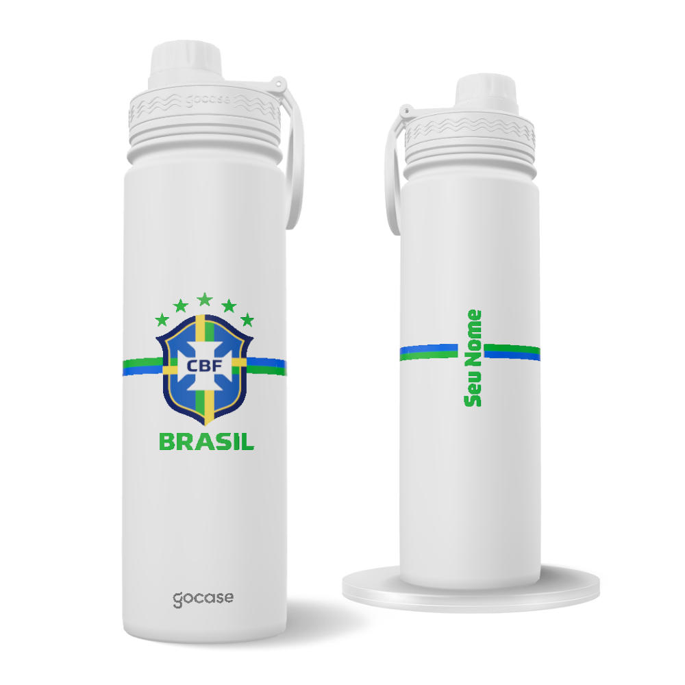 Garrafa Térmica Fresh + Ebook - CBF -  Escudo Listras Centrais