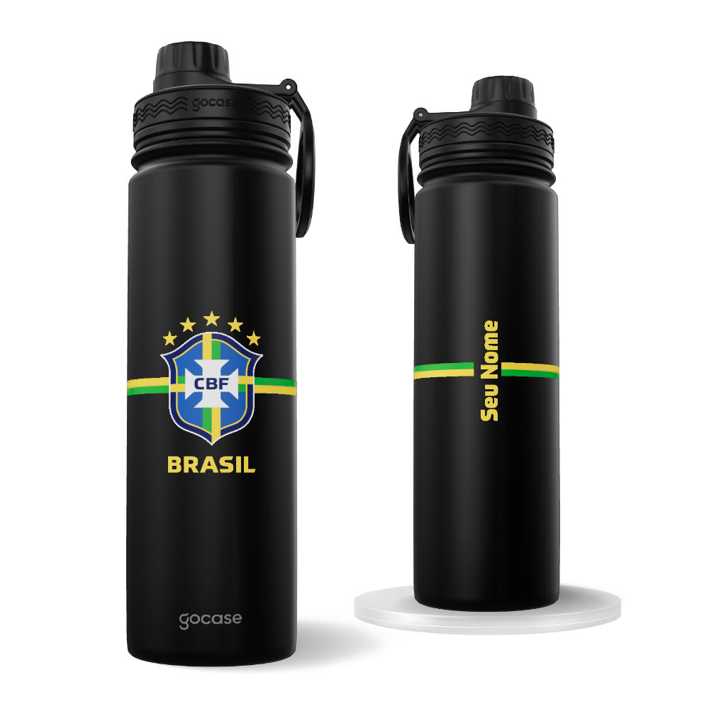 Garrafa Térmica Fresh - CBF -  Escudo Listras Centrais - Escuros