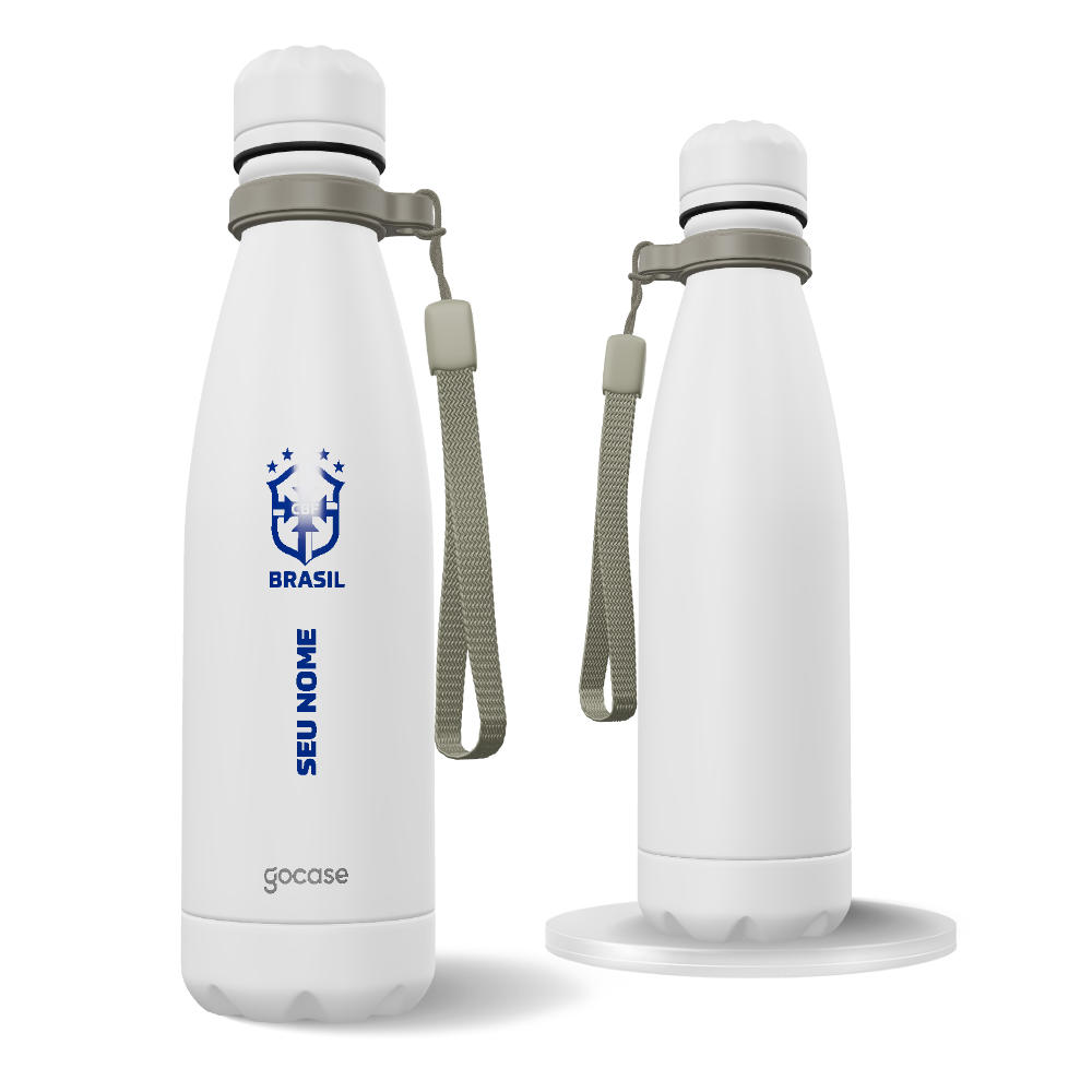 Garrafa Térmica Urban + Ebook - CBF - Escudo Minimalista Azul