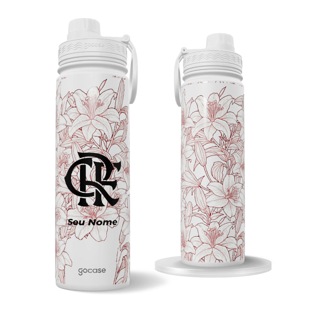 Garrafa Térmica Fresh - Flamengo - Floral Branco