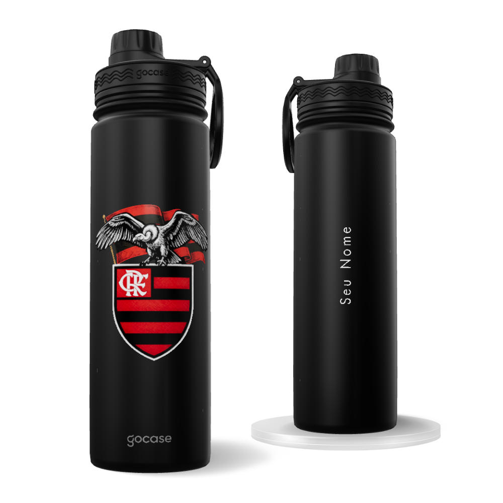 Garrafa Térmica Fresh + Ebook - Flamengo - Urubu Hachuras