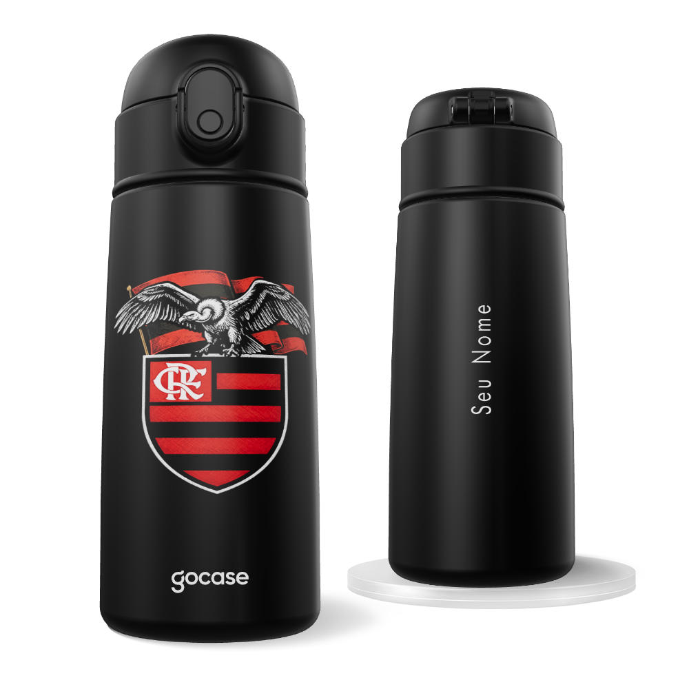 Garrafa Térmica Fun + Ebook - Flamengo - Urubu Hachuras