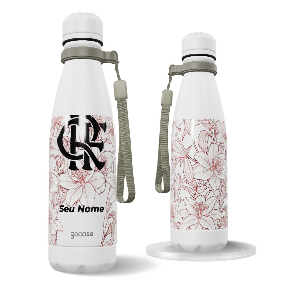 Garrafa Térmica Urban -  Flamengo - Floral Branco