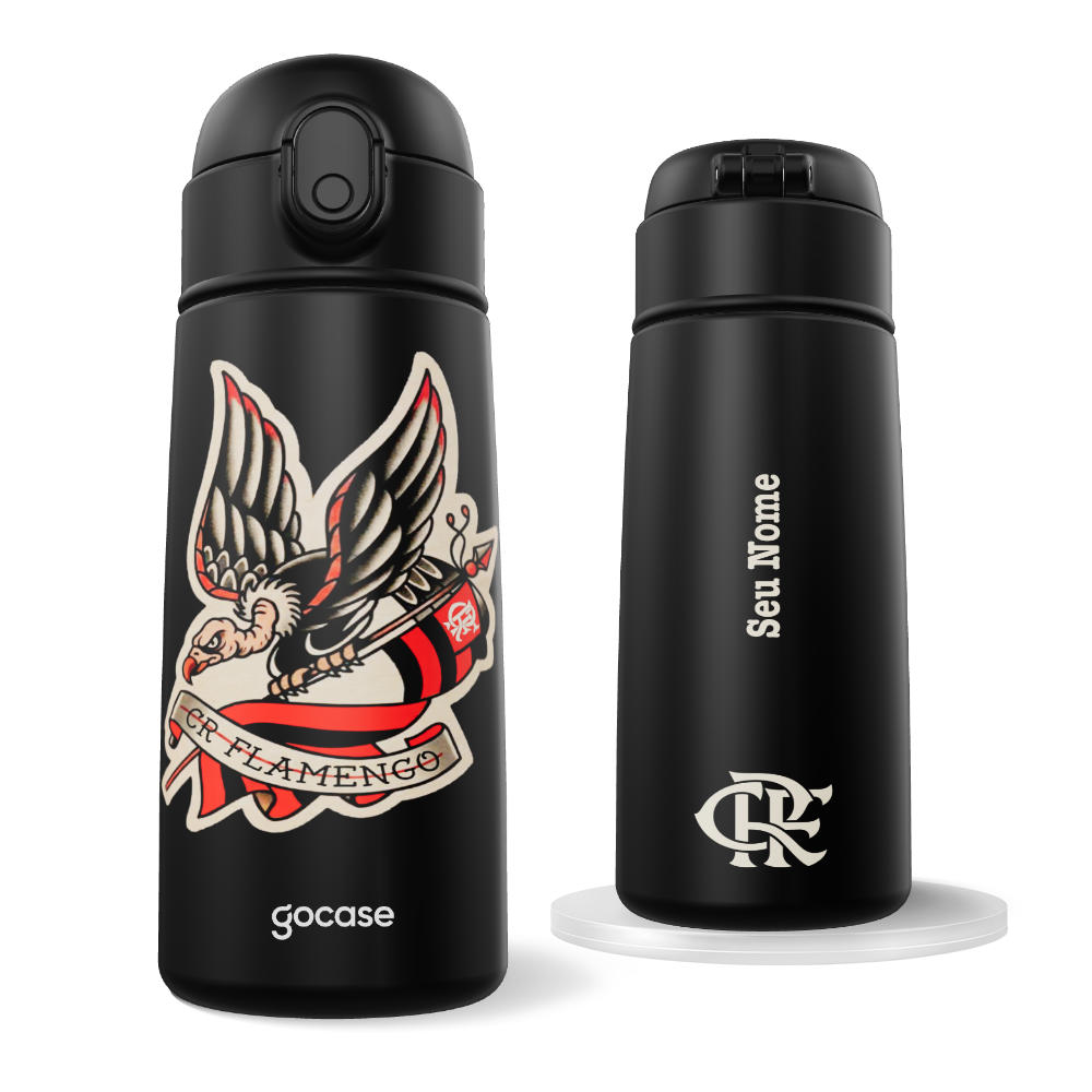 Garrafa Térmica Fun + Ebook - Flamengo - Stickers Oldschool - Urubu